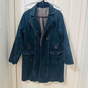 Dark Blue Denim Trench Coat